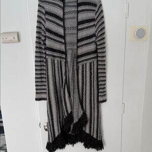 Free People Black and Gray Striped Cardigan